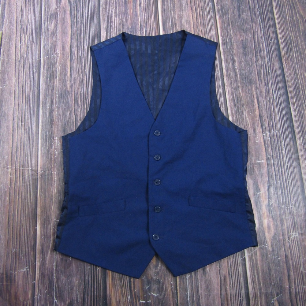 Suit Vest Marchatti Mens 38 Blue‎ Striped Polyester 3 Piece Formal Waistcoat